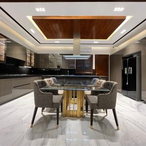 Glass & Gold Dining Table