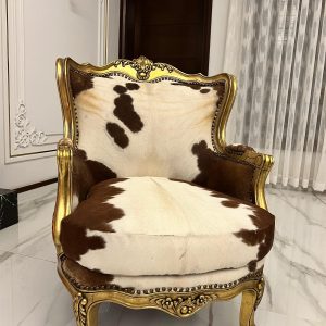 Hide & Gilt Accent Chair