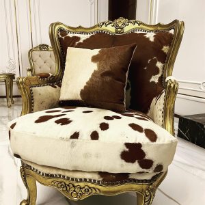 Cowhide & Gold Armchair