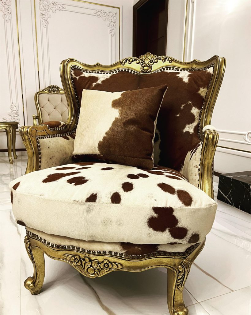 Cowhide & Gold Armchair